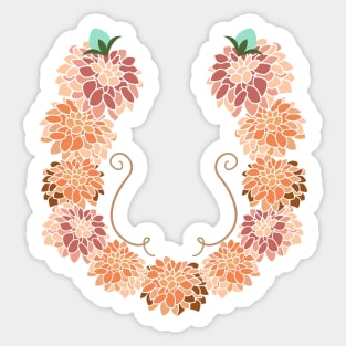 Letter U Floral Sticker